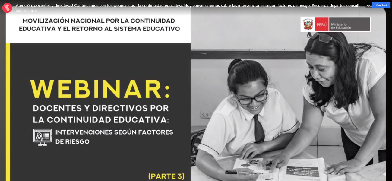 Webinar docentes y directivos por la continuidad educativa intervenciones según factores de riesgo parte 3